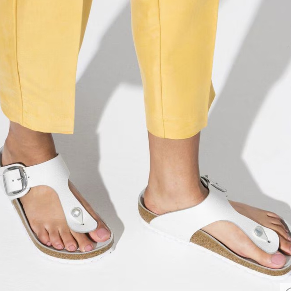 +Birkenstock Gizeh Big Buckle Natural Leather White